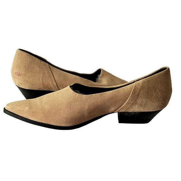 H&M Pink Suede Hooties Vamp Pointed Toe Stacked Heel Shoes Size 8 NEW - Picture 10 of 11